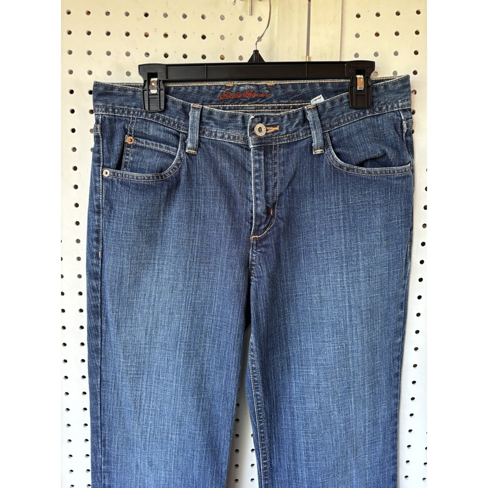 Eddie Bauer Women's 8R Bootcut Flare Dark Wash Denim Jeans Cotton Spandex - Picture 2 of 6